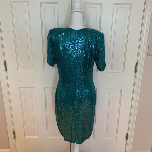 Vintage Scala 100% Pure Silk Sequin Cocktail Dress - Picture 3 of 7